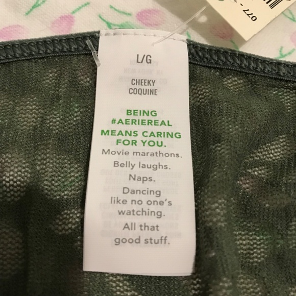 NWT Aerie Island Breeze Sparkly Lace Panty L Cheeky Bottoms Royal Palm Green - Picture 10 of 11